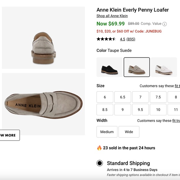 Taupe Suede Anne Klein Everly Penny Loafers - Picture 2 of 9